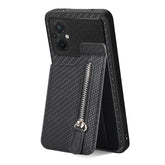 Carbon Fiber Vertical Flip Zipper Phone Case